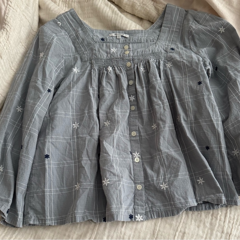 Madewell Textured Gray Blouse